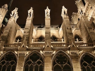 Arbotantes nocturnos en Notre-Dame de París