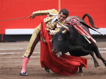 El diestro mexicano Joselito Adame durante la faena a su primer toro El diestro mexicano Joselito Adame durante la faena a su primer toro