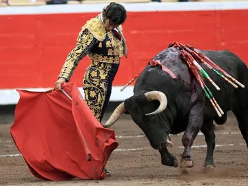 El diestro Morante de la Puebla da un pase con la muleta El diestro Morante de la Puebla da un pase con la muleta