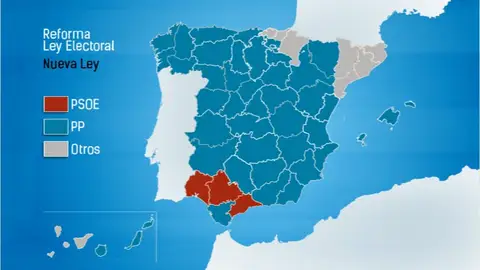 Así quedaría España tras la reforma electoral Así quedaría España tras la reforma electoral