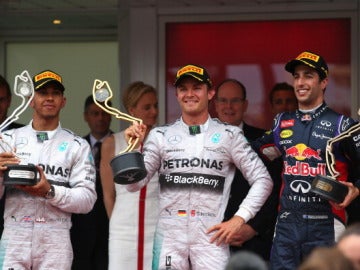 Rosberg, Hamilton y Ricciardo