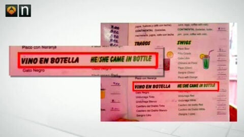 Traducci&oacute;n de un men&uacute; espa&ntilde;ol