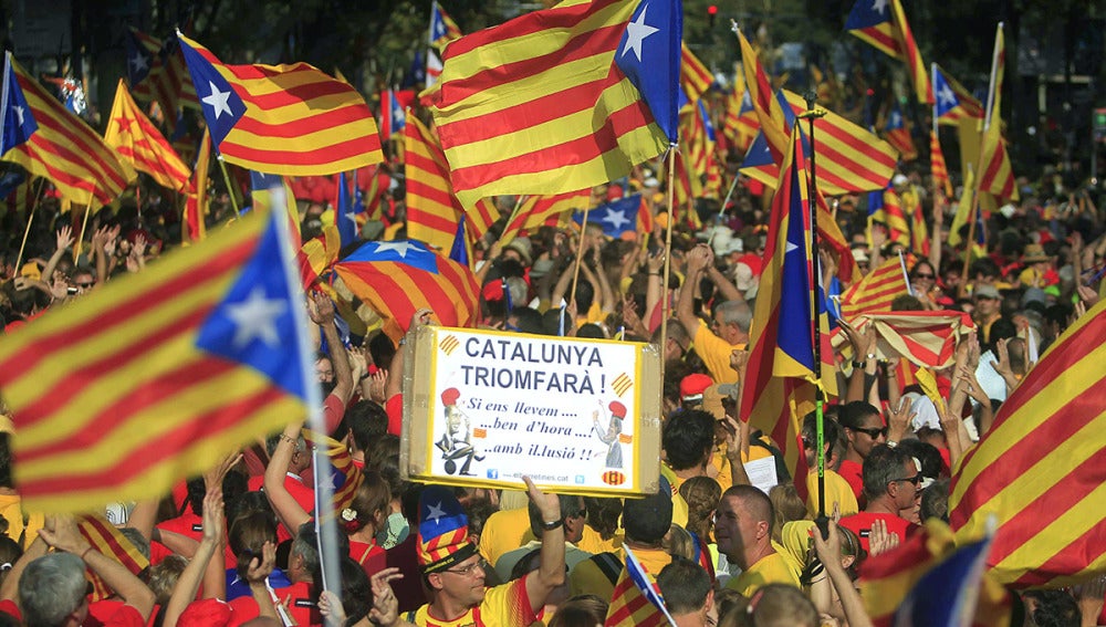 Manifestación durante la Diada de Cataluña