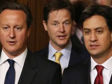 David Cameron, Nick Clegg y Ed Miliband