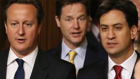 David Cameron, Nick Clegg y Ed Miliband
