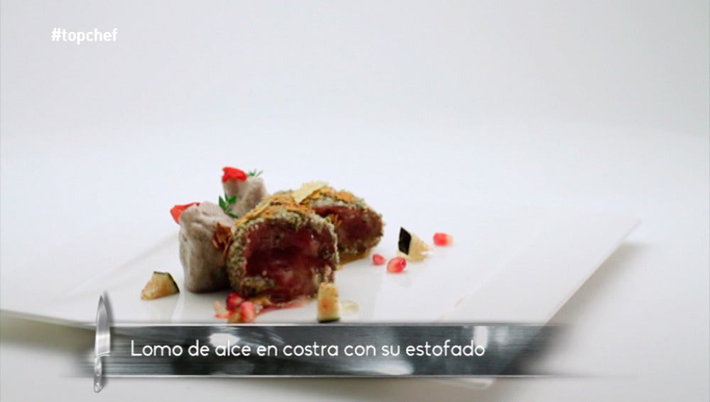 Lomo de alce en costra con su estofado