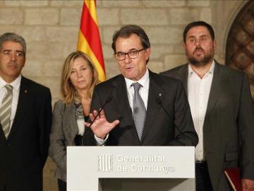 Artur Mas, con Junqueras y Homs