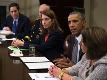 Obama en rueda de prensa en Washington para hablar del caso de ébola. Obama en rueda de prensa en Washington para hablar del caso de ébola.