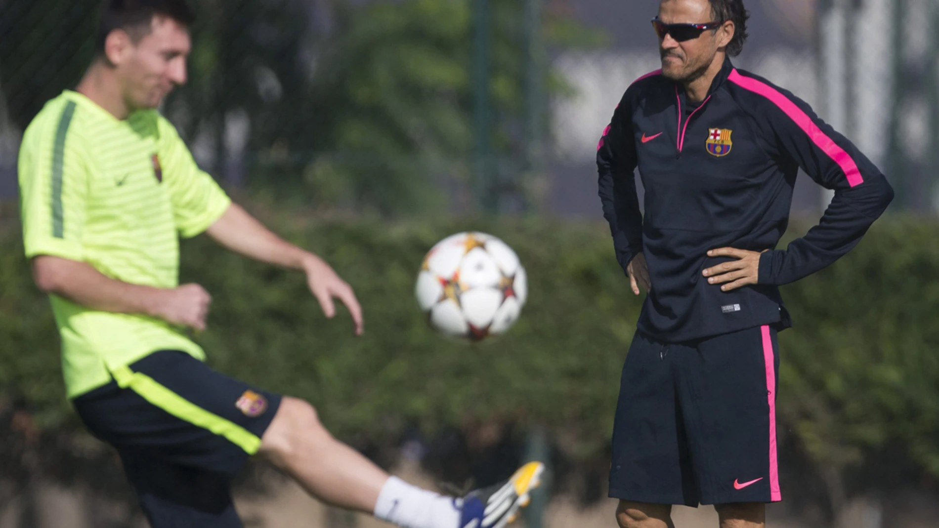 Luis Enrique y Messi en el entrenamiento del Barcelona Luis Enrique y Messi en el entrenamiento del Barcelona