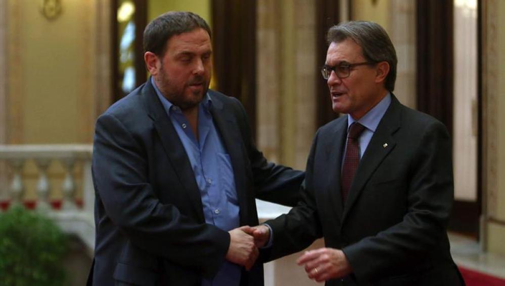 Oriol Junqueras y Artur Mas se reúnen.
