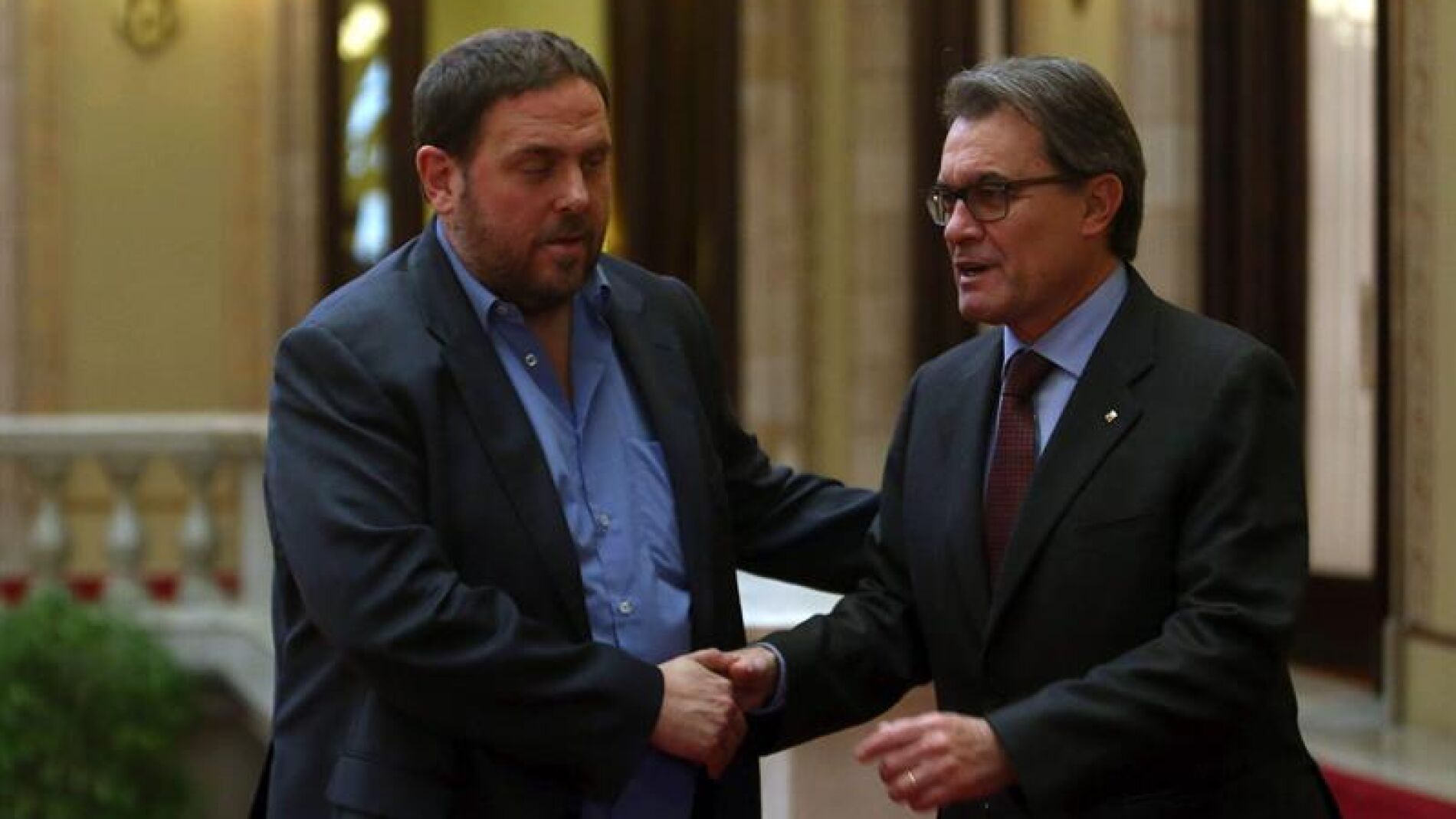 Oriol Junqueras y Artur Mas se re&uacute;nen.