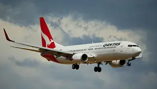 Un avión de Qantas, en pleno vuelo