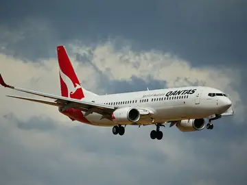 Un avión de Qantas, en pleno vuelo Un avión de Qantas, en pleno vuelo