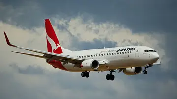 Un avión de Qantas, en pleno vuelo Un avión de Qantas, en pleno vuelo