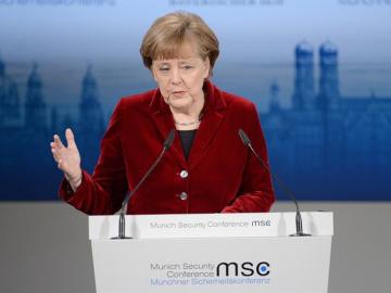 La canciller alemana, Angela Merkel, durante su discurso en la Conferencia de Seguridad de Munich