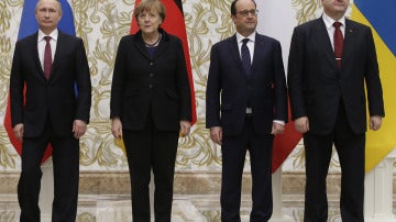 Putin, Merkel, Hollande y Poroshenko