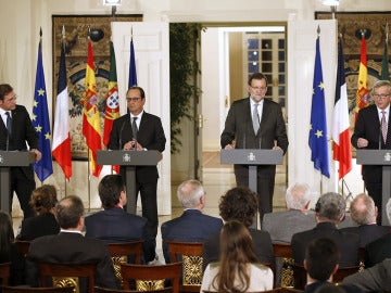 Mariano Rajoy con Hollande, Coelho y Juncker