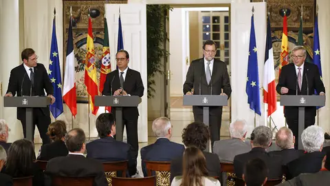 Mariano Rajoy con Hollande, Coelho y Juncker Mariano Rajoy con Hollande, Coelho y Juncker