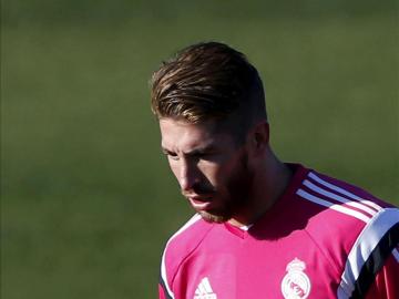 Sergio Ramos en el entrenamiento matinal en Valdebebas