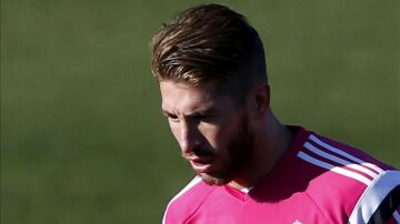 Sergio Ramos en el entrenamiento matinal en Valdebebas