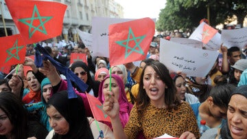 Manifestación en Marruecos por el Día de la Mujer