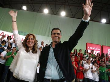 Susana Díaz y Pedro Sánchez, en la localidad almeriense de Vícar