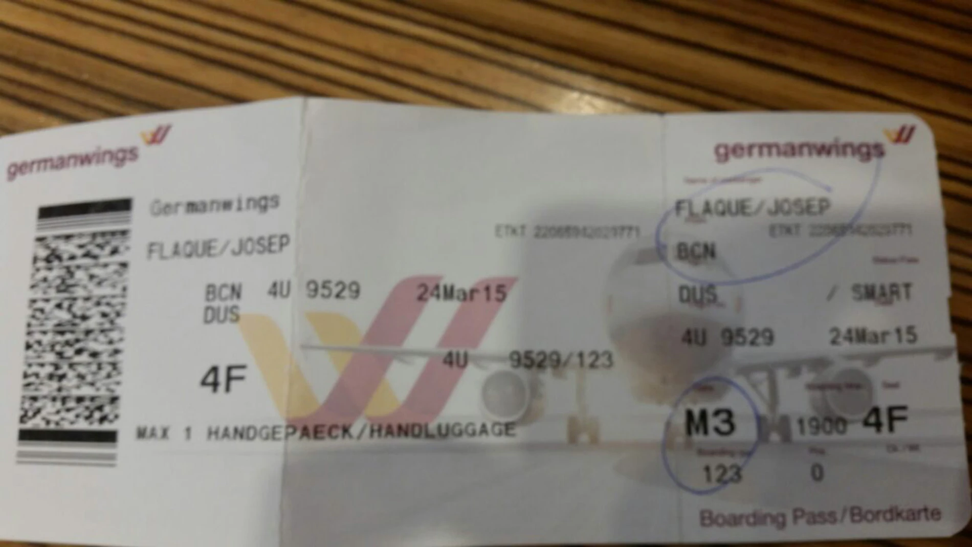Billete de un pasajero que no cogió el vuelo Billete de un pasajero que no cogió el vuelo