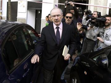 El exvicepresidente del Gobierno Rodrigo Rato a su salida de su despacho