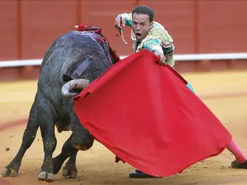 El diestro Antonio Ferrera en la faena con la muleta a su segundo toro El diestro Antonio Ferrera en la faena con la muleta a su segundo toro