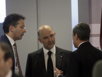 Mario Draghi, Jeroen Dijsselbloem y Pierre Moscovici