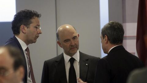 Mario Draghi, Jeroen Dijsselbloem y Pierre Moscovici