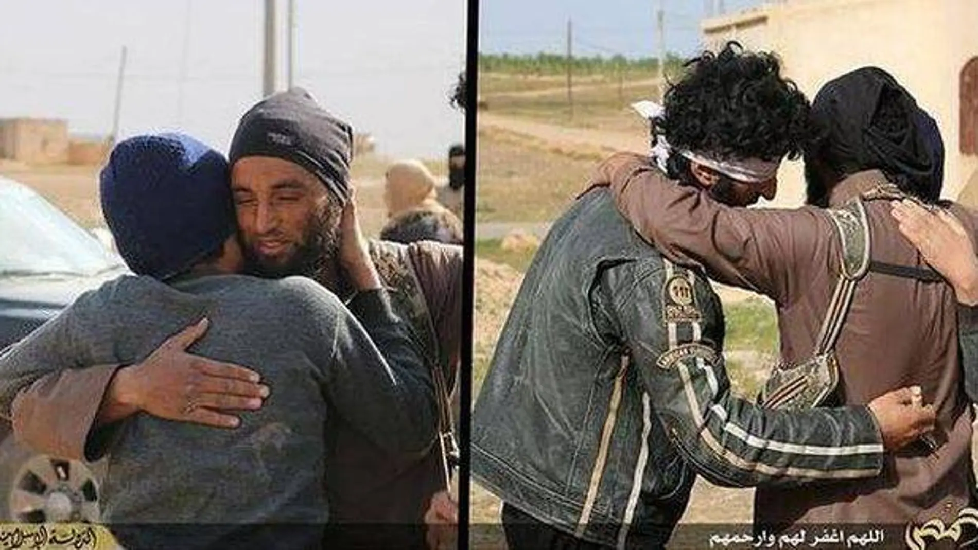 Yihadistas del Estado Islámico abrazan a dos homosexuales antes de lapidarlos Yihadistas del Estado Islámico abrazan a dos homosexuales antes de lapidarlos