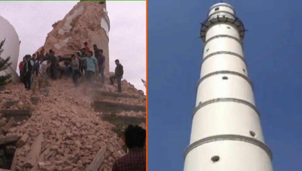 Al menos 50 personas atrapadas por el derrumbe de la Torre Bhimsen de Katmandú tras el terremoto de Nepal