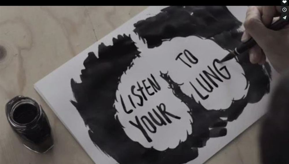 Mensaje escrito con tinta de pulmones de fumadores