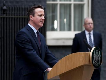 David Cameron ofrece un discurso a la nación en el número 10 de la calle Downing Street en Londres