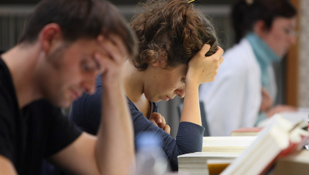 Estudiantes antes de los exámenes