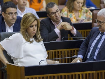 Susana Díaz durante la tercera votación a su investidura