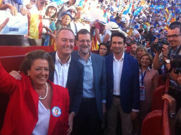 Mariano Rajoy, junto a Alberto Fabra y Rita Barberá