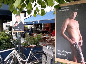 Un político danés aparece desnudo en los carteles de su campaña electoral