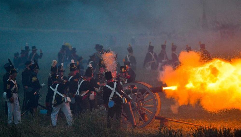 Recreación de la batalla de Waterloo