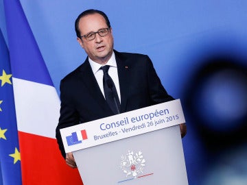 El presidente francés, François Hollande, comparece en rueda de prensa