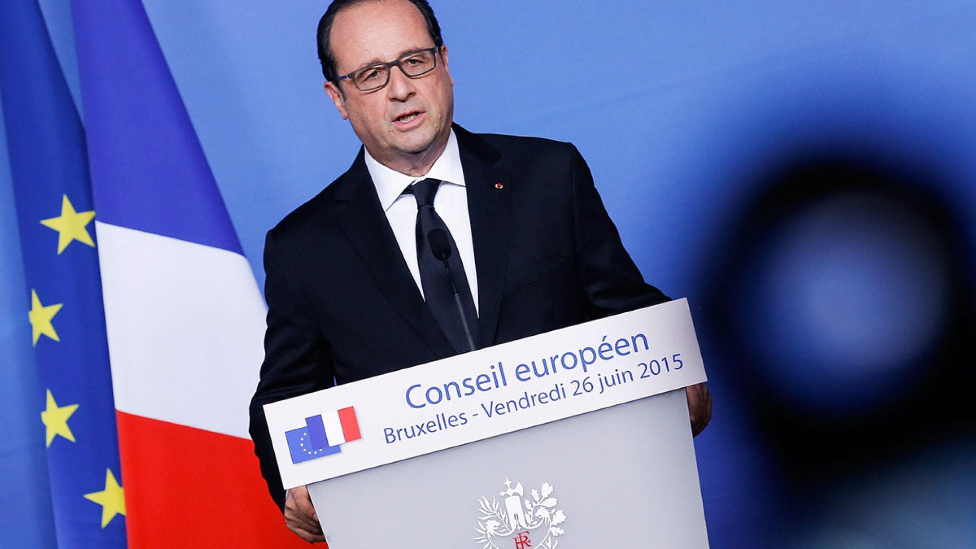 El presidente franc&eacute;s, Fran&ccedil;ois Hollande, comparece en rueda de prensa