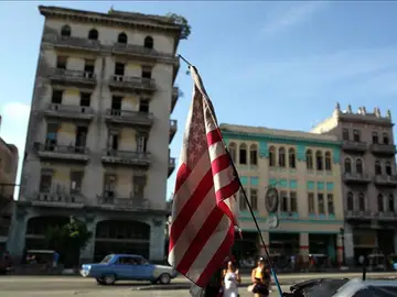 Bandera estadounidense en La Habana. Bandera estadounidense en La Habana.
