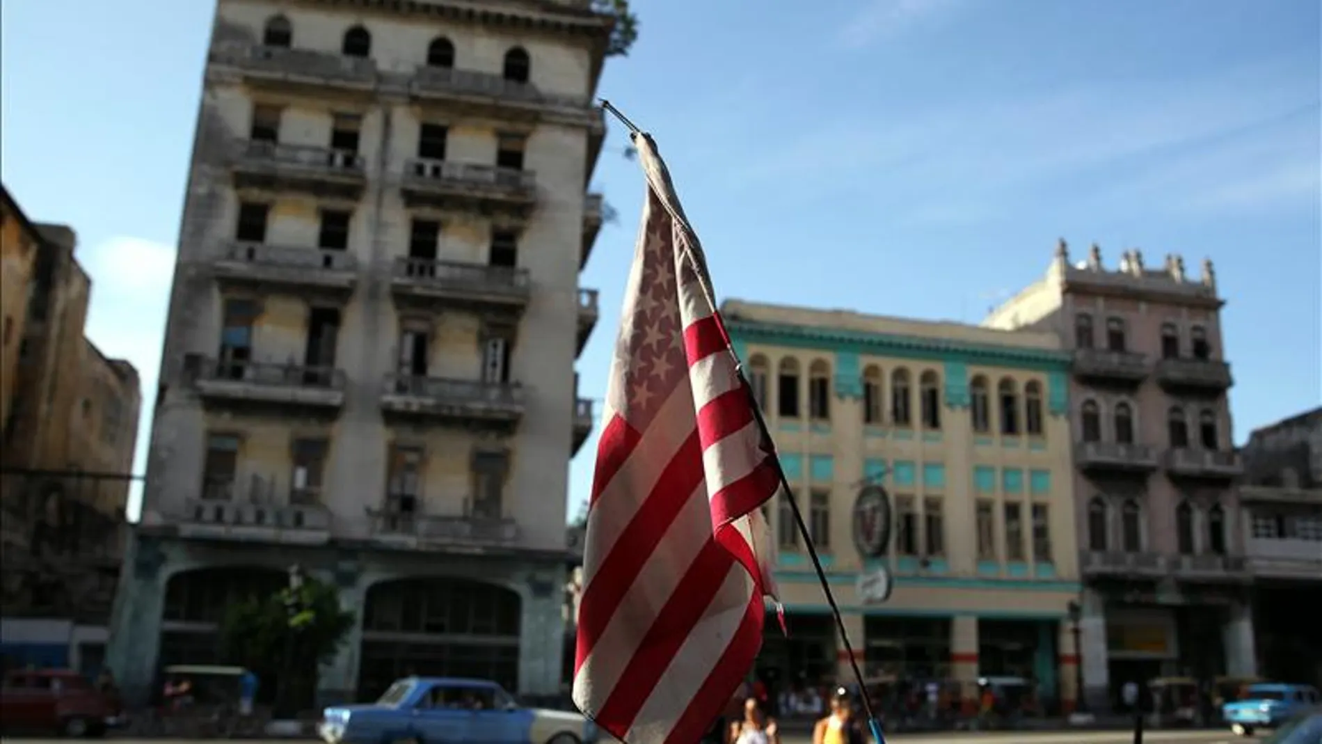 Bandera estadounidense en La Habana. Bandera estadounidense en La Habana.