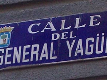 Cartel de la calle General Yagüe, en Madrid