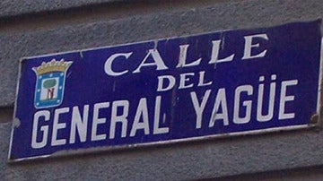 Cartel de la calle General Yagüe, en Madrid
