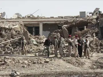Soldados iraquíes en el distrito de al-Hamadaniya, en Mosul (Irak). Soldados iraquíes en el distrito de al-Hamadaniya, en Mosul (Irak).