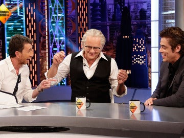 Benicio del Toro, Tim Robbins y Pablo Motos en El Hormiguero 3.0