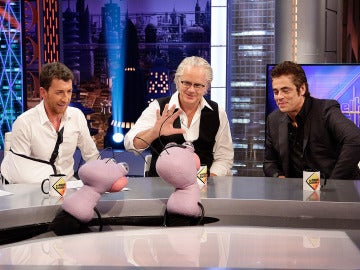 Pablo Motos, Tim Robbins y Benicio del Toro con Trancas y Barrancas en El Hormiguero 3.0