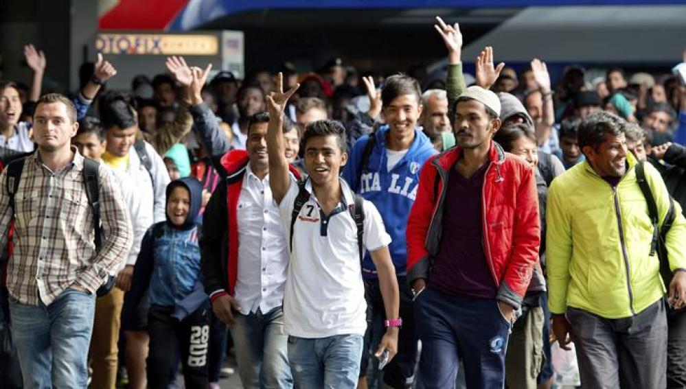 Refugiados a su llegada a Alemania